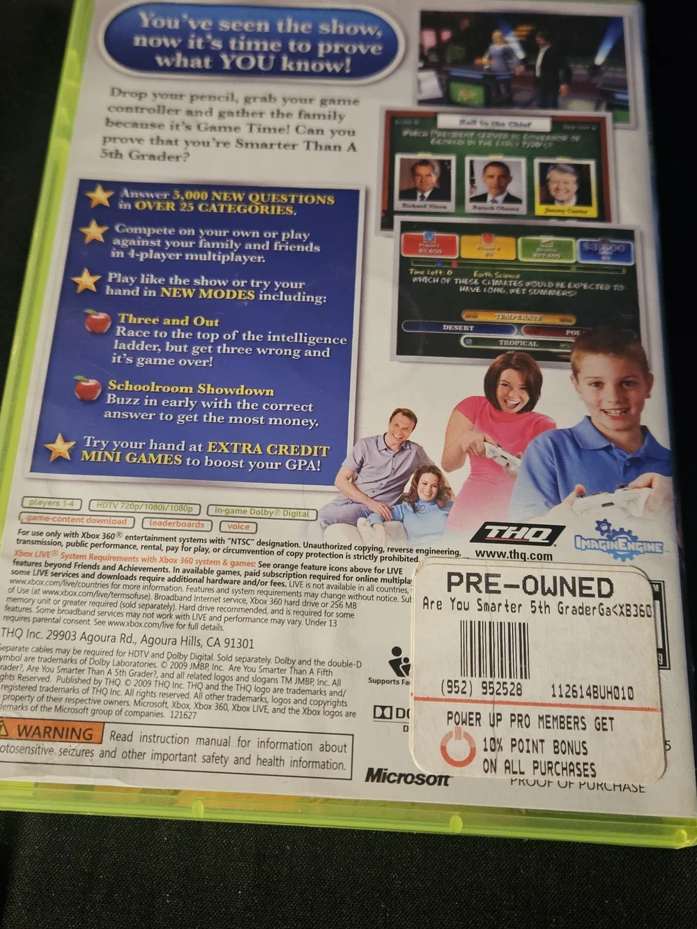 Microsoft Xbox 360 Are You Smarter Than a 5th Grader? Game (Green, Teal, Red)